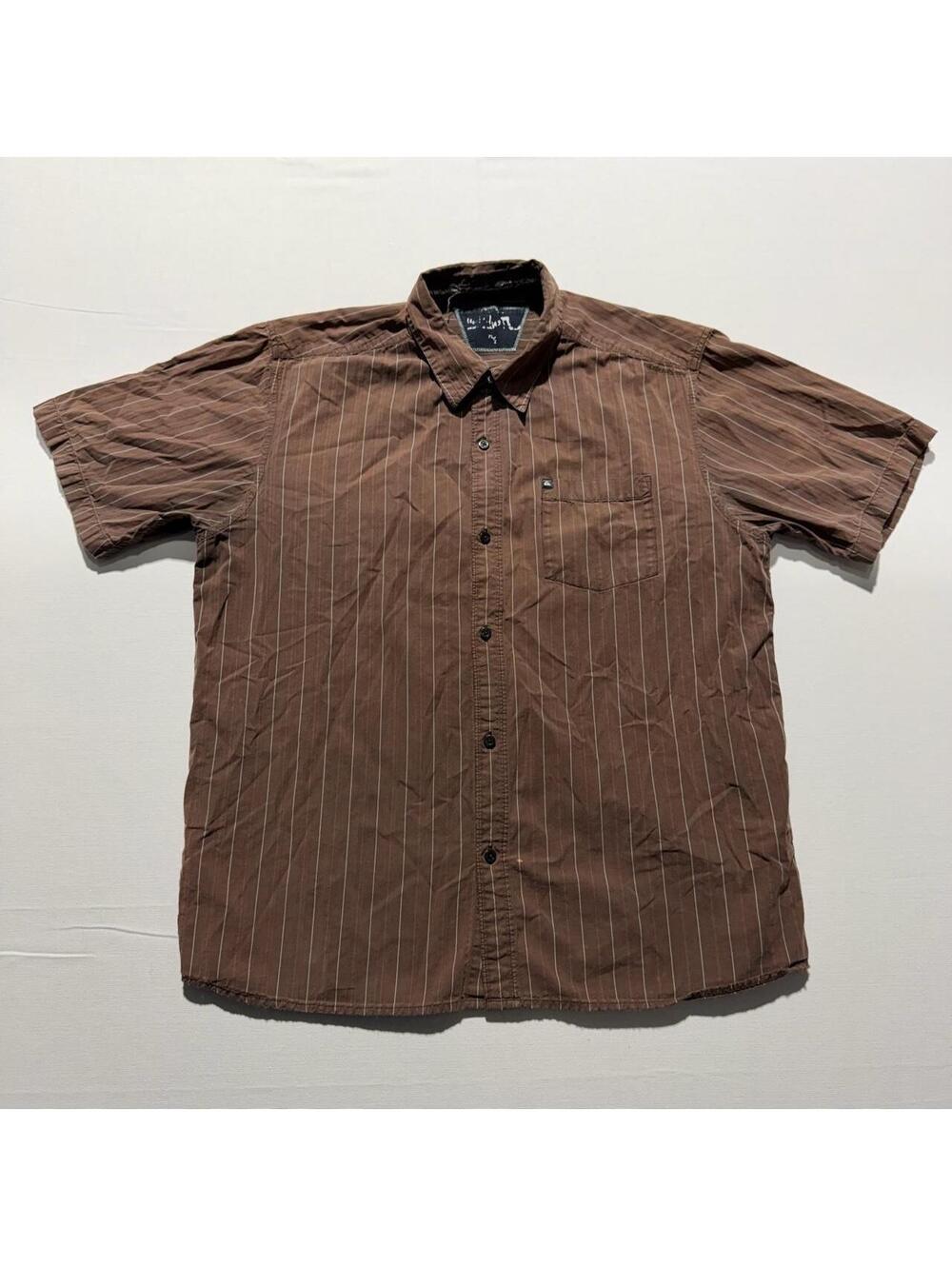 Y2K brown pinstriped quicksilver shortsleeve button up shirt